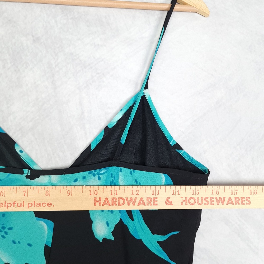 Vintage Floral Whimsy Dress Womens Large Asymmetrical Hem Spaghetti Strap 90s - Picture 11 of 16